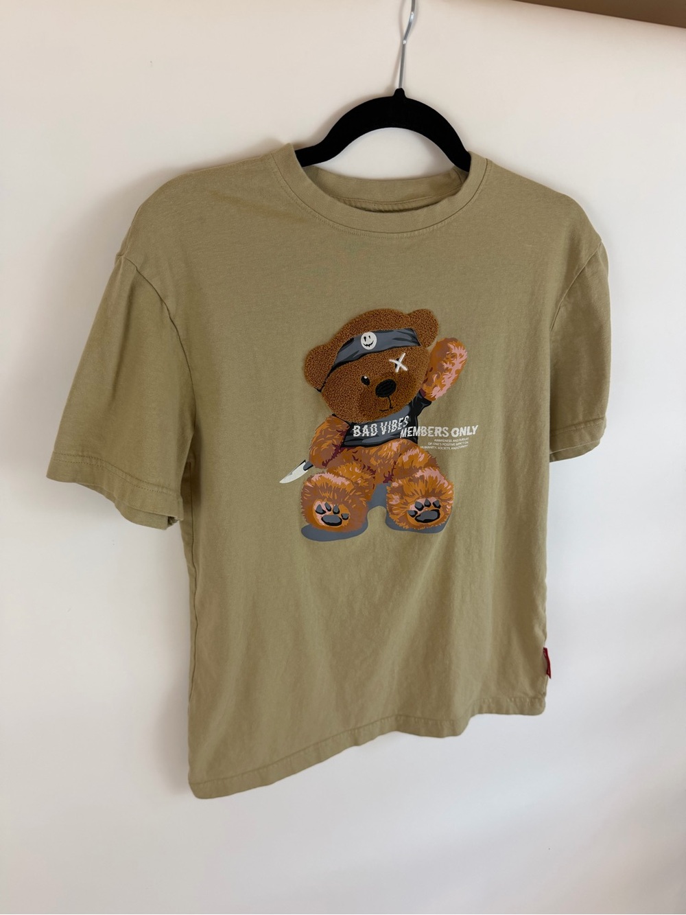 Members Only Bad Vibes Teddy Bear Graphic T-Shirt S/P Tan - Picture 3 of 9